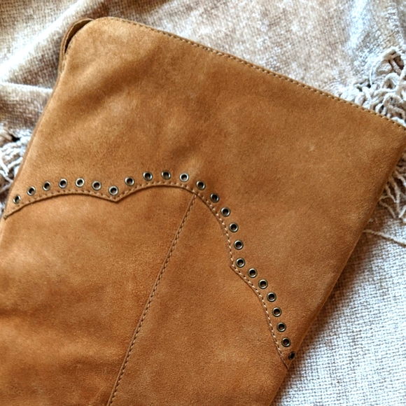 Frye Ray Grommet Brown Suede Knee High Boots 7.5 - Picture 4 of 16